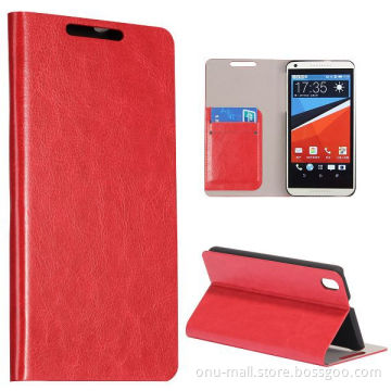 Crazy Horse Texture with Card Slots Flip Stand PC and PU Leather Phone Case For HTC Desire 820
